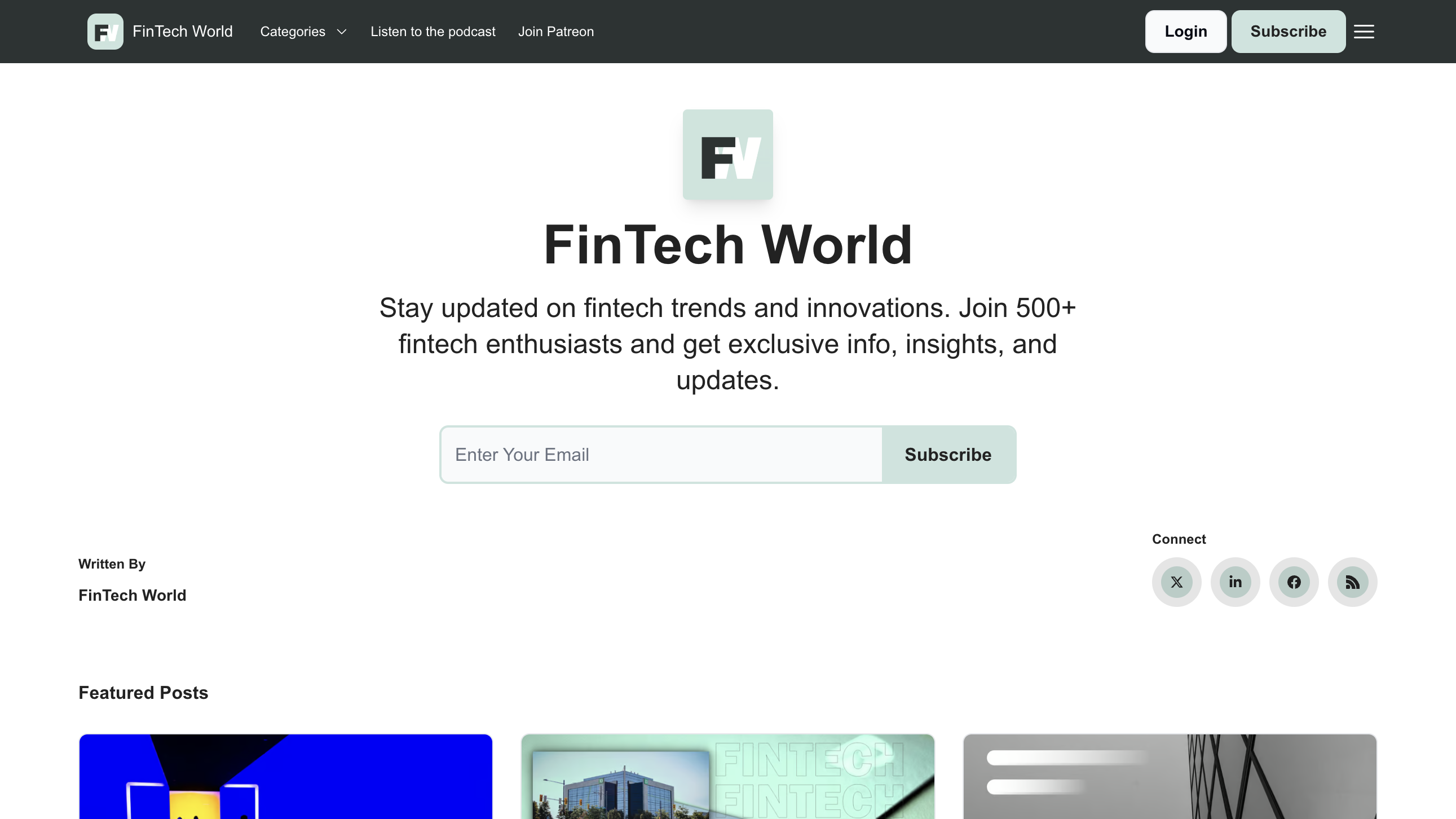 Fintech World homepage