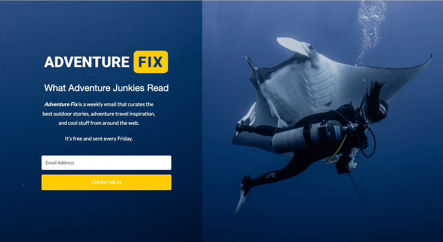 Adventure Fix homepage