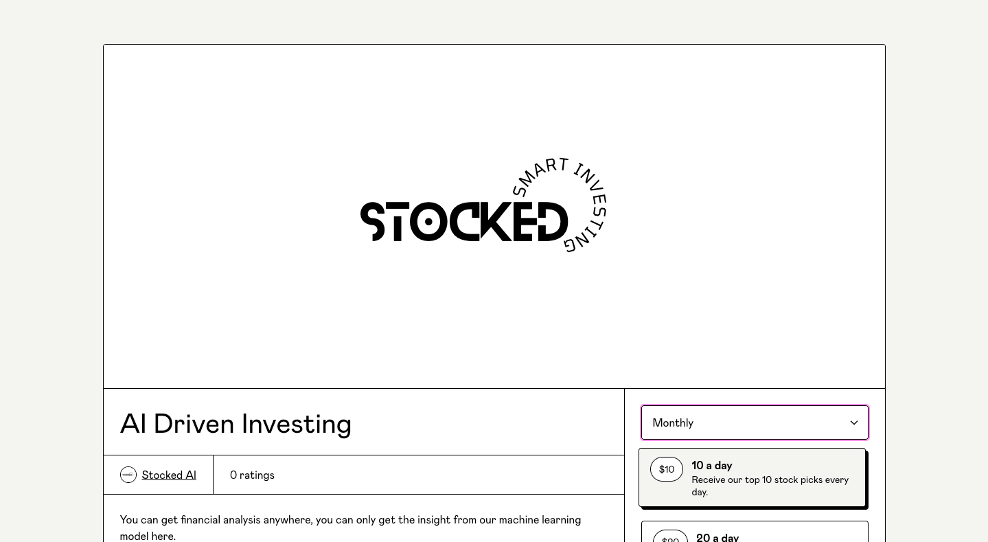 AI Driven Investing homepage