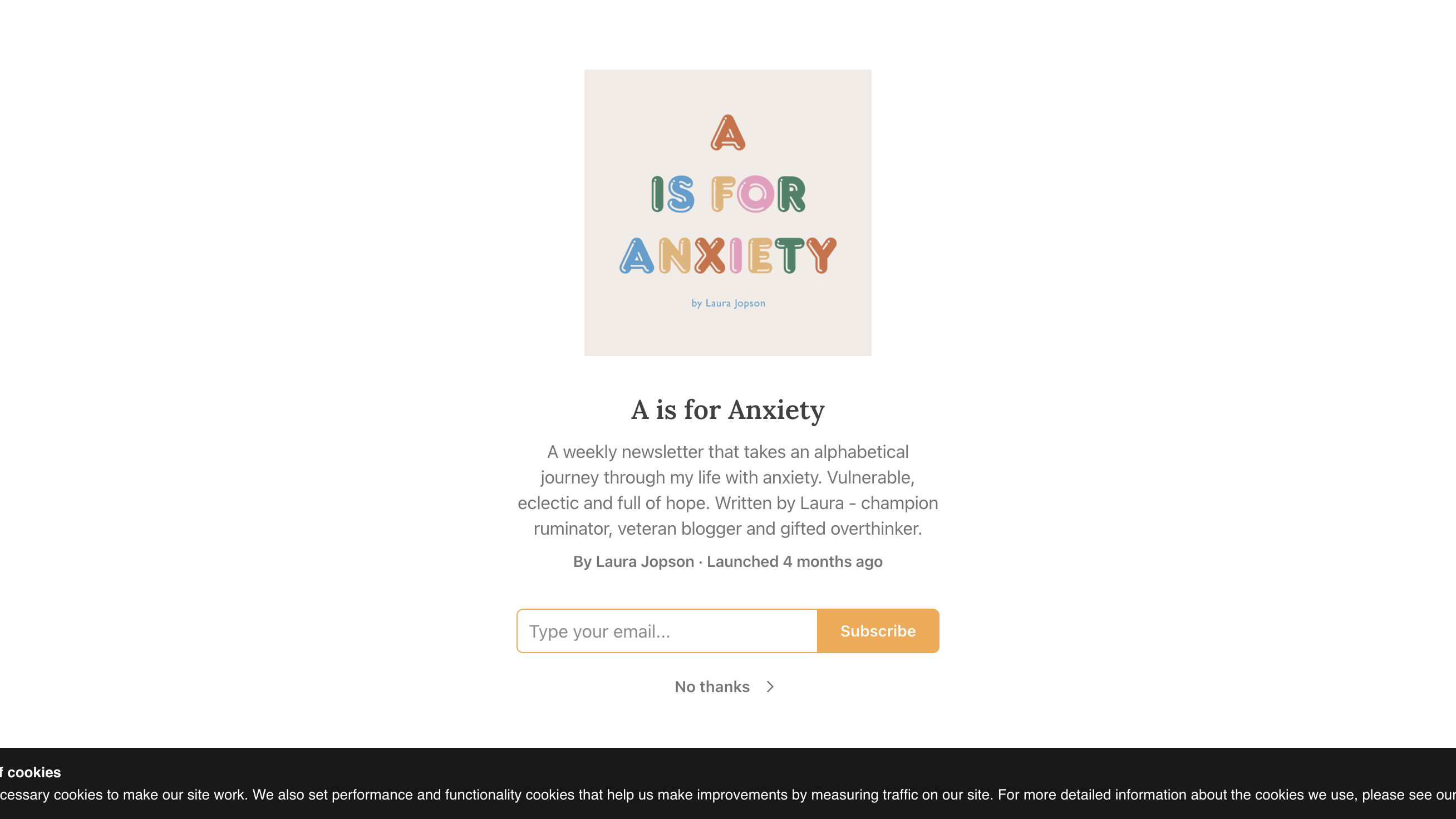 A is for Anxiety homepage