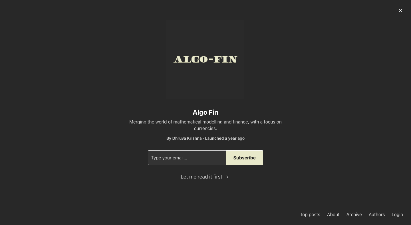 AlgoFin homepage