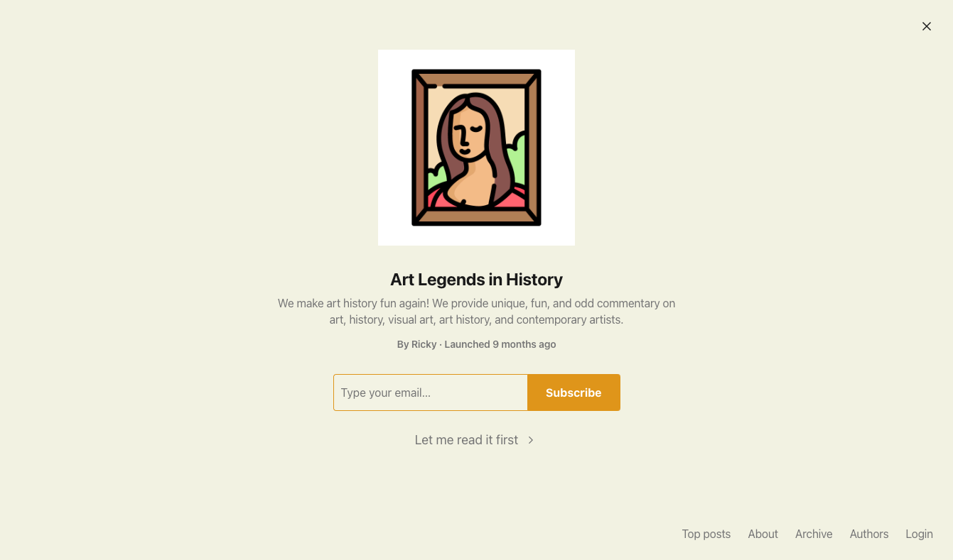 Art Legends in History homepage