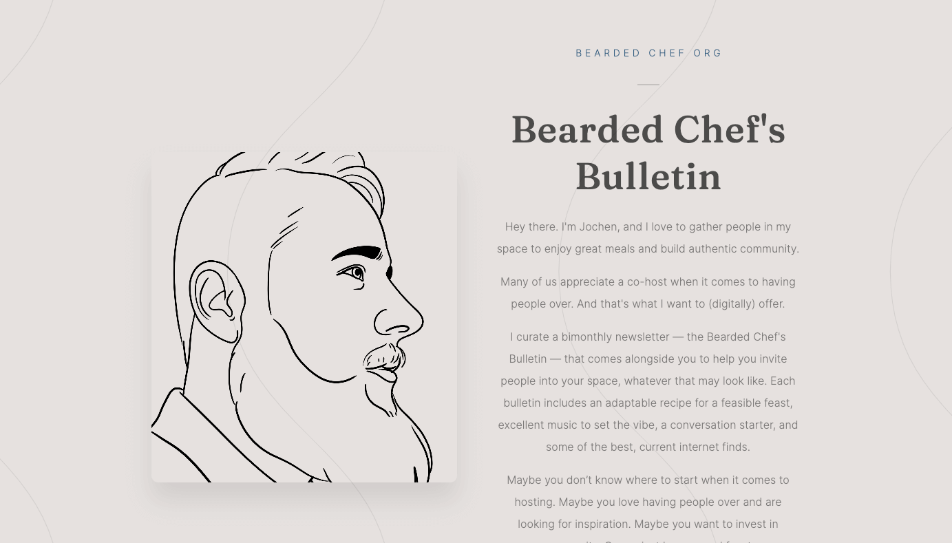 Bearded Chef’s Bulletin homepage