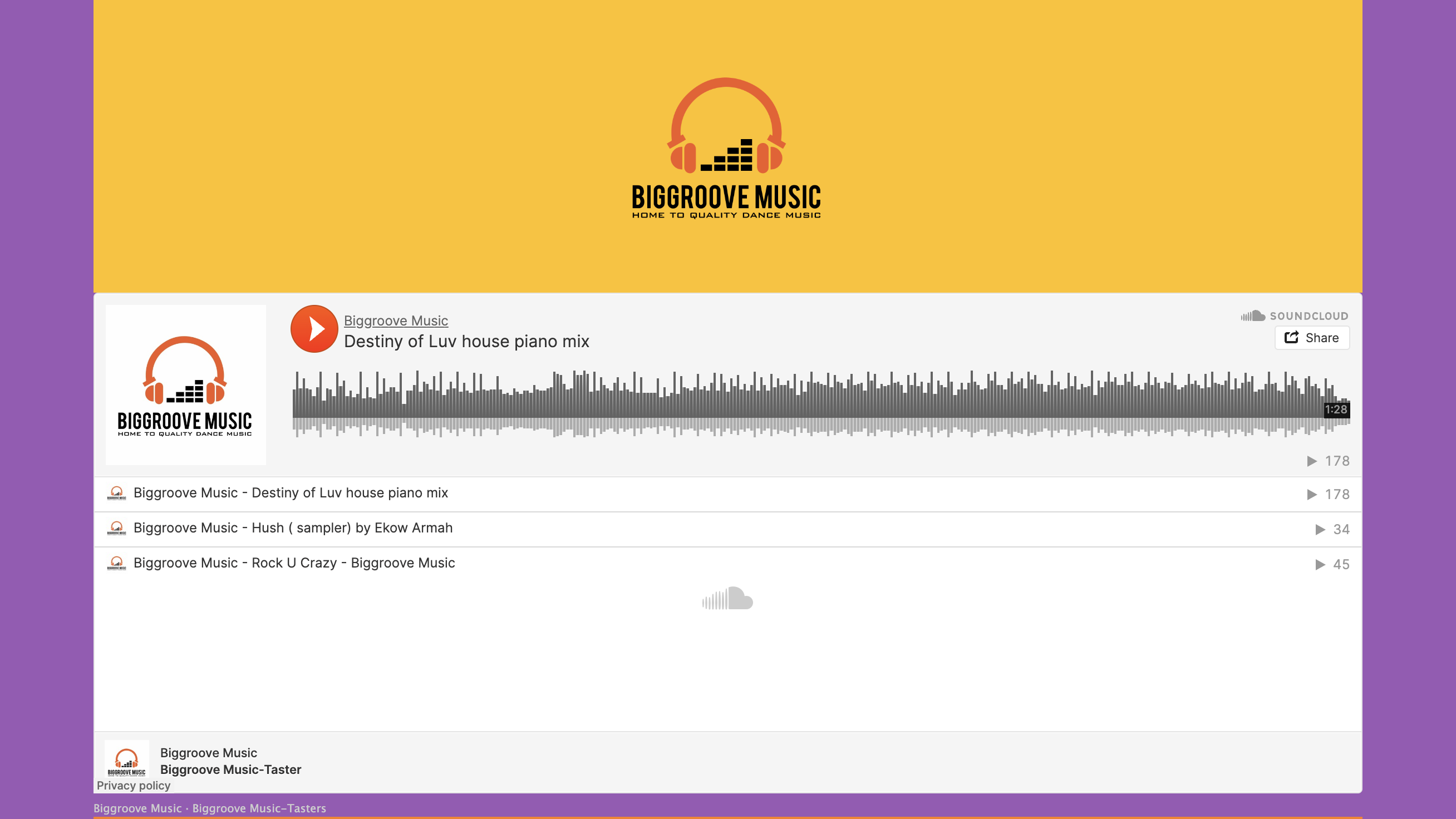 Biggroove Music homepage