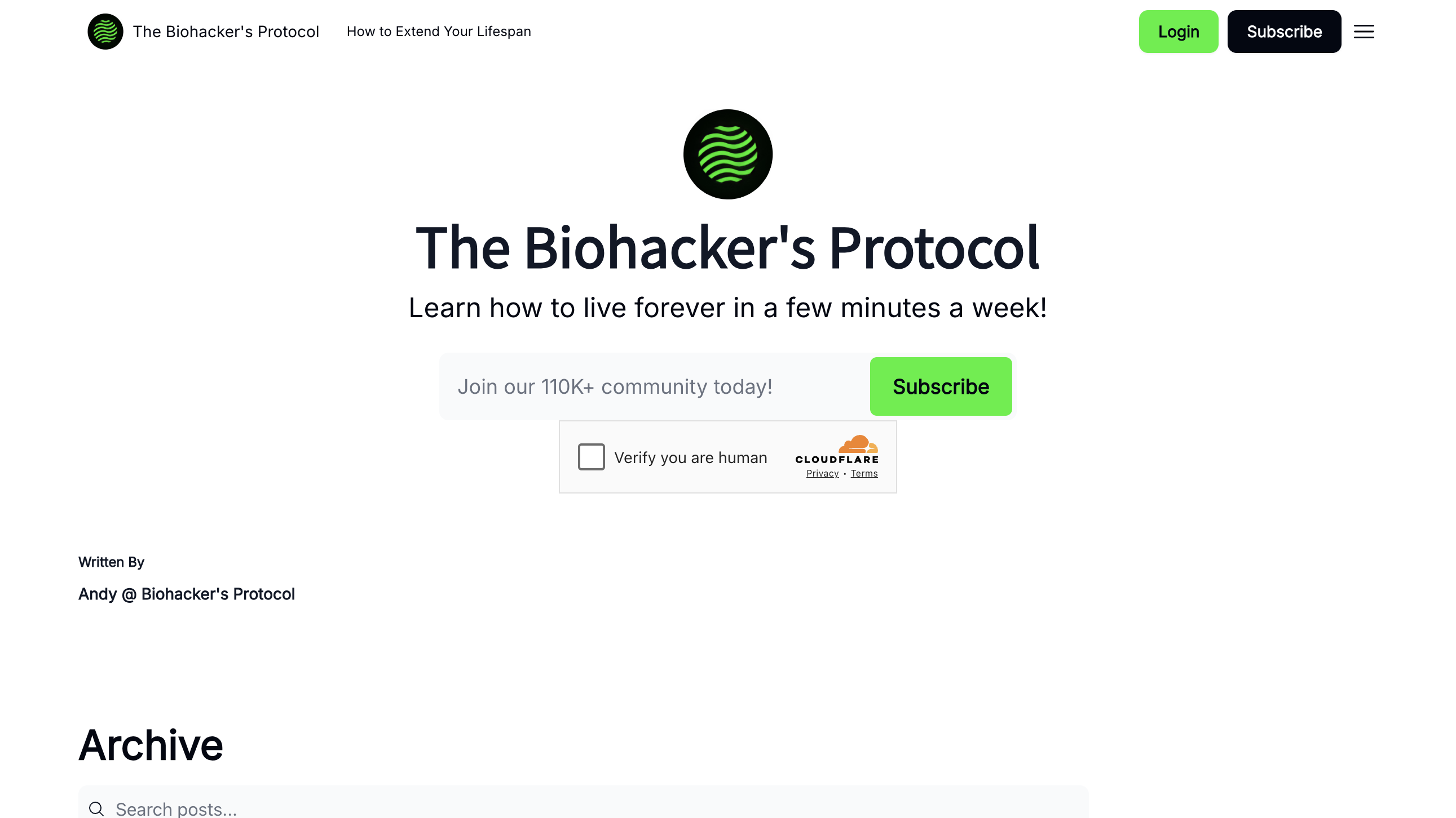 Biohackers Protocol homepage