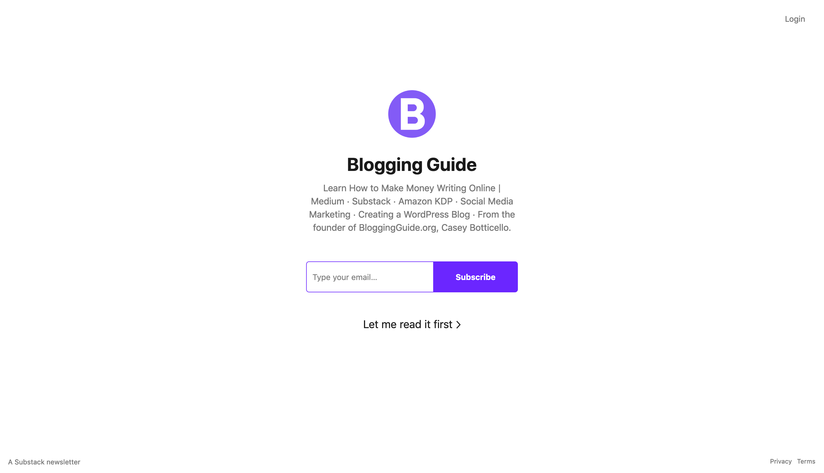 Blogging Guide homepage