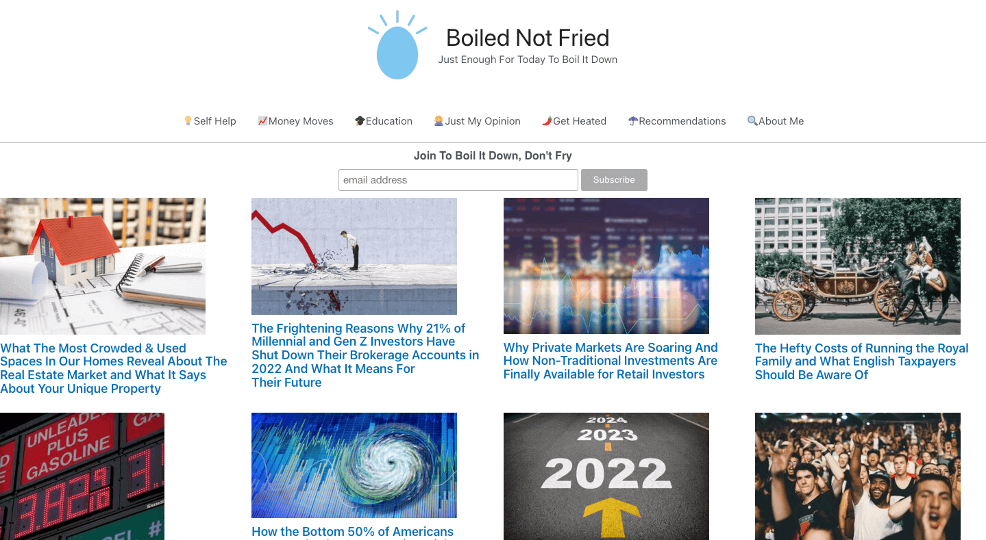 Boiled Not Fried homepage