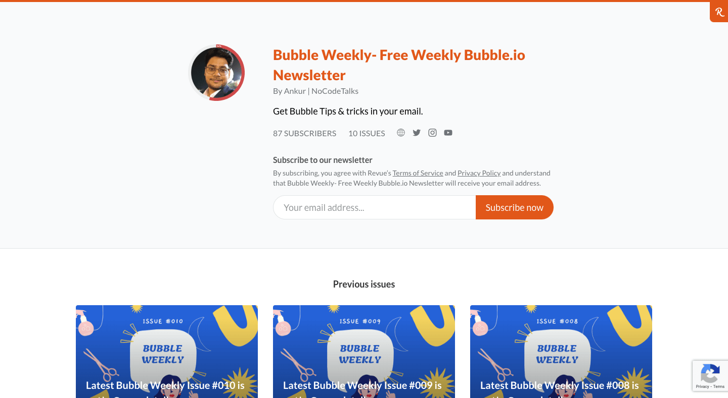 Bubble Weekly homepage