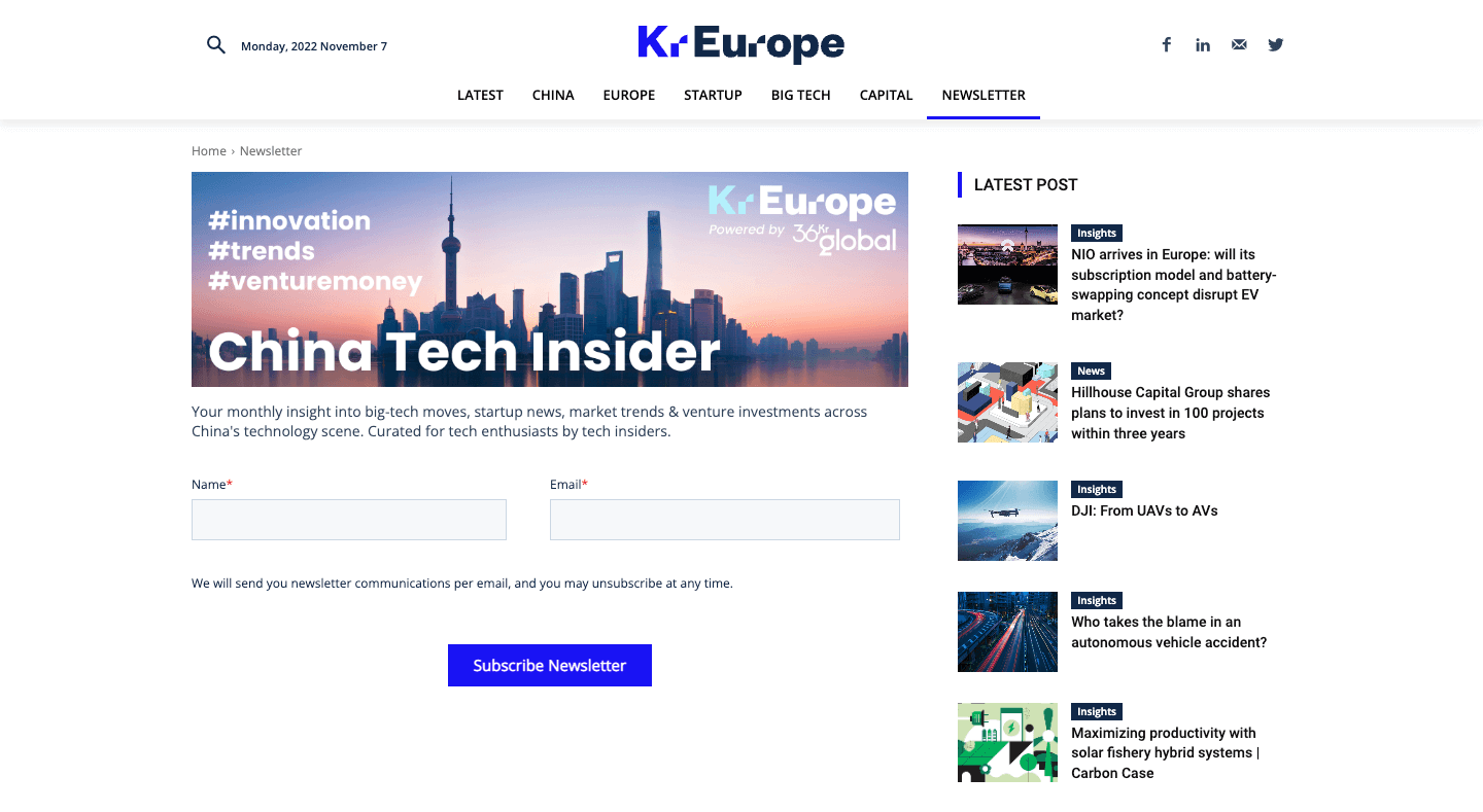 China Tech Insider homepage