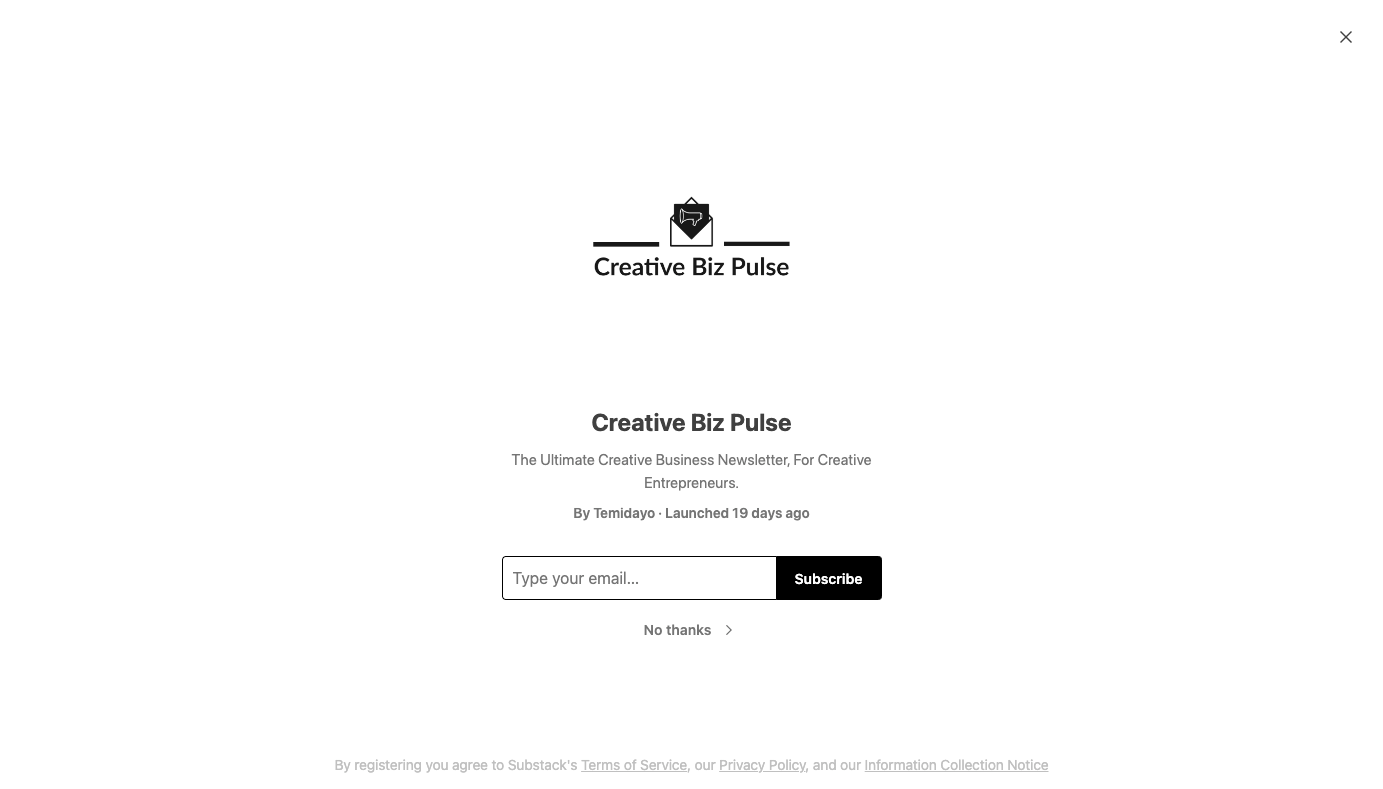 Creative Biz Pulse homepage