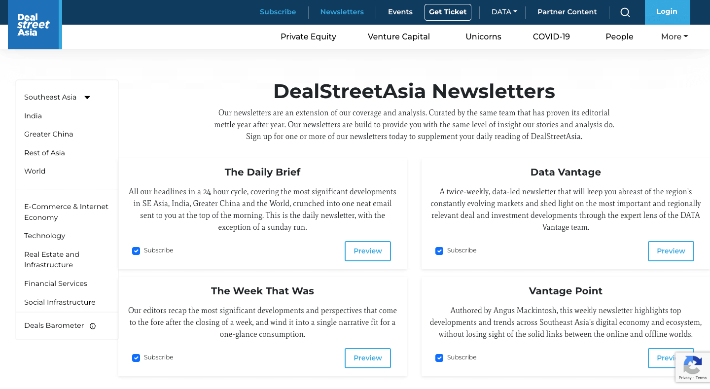 Deal Streat Asia homepage