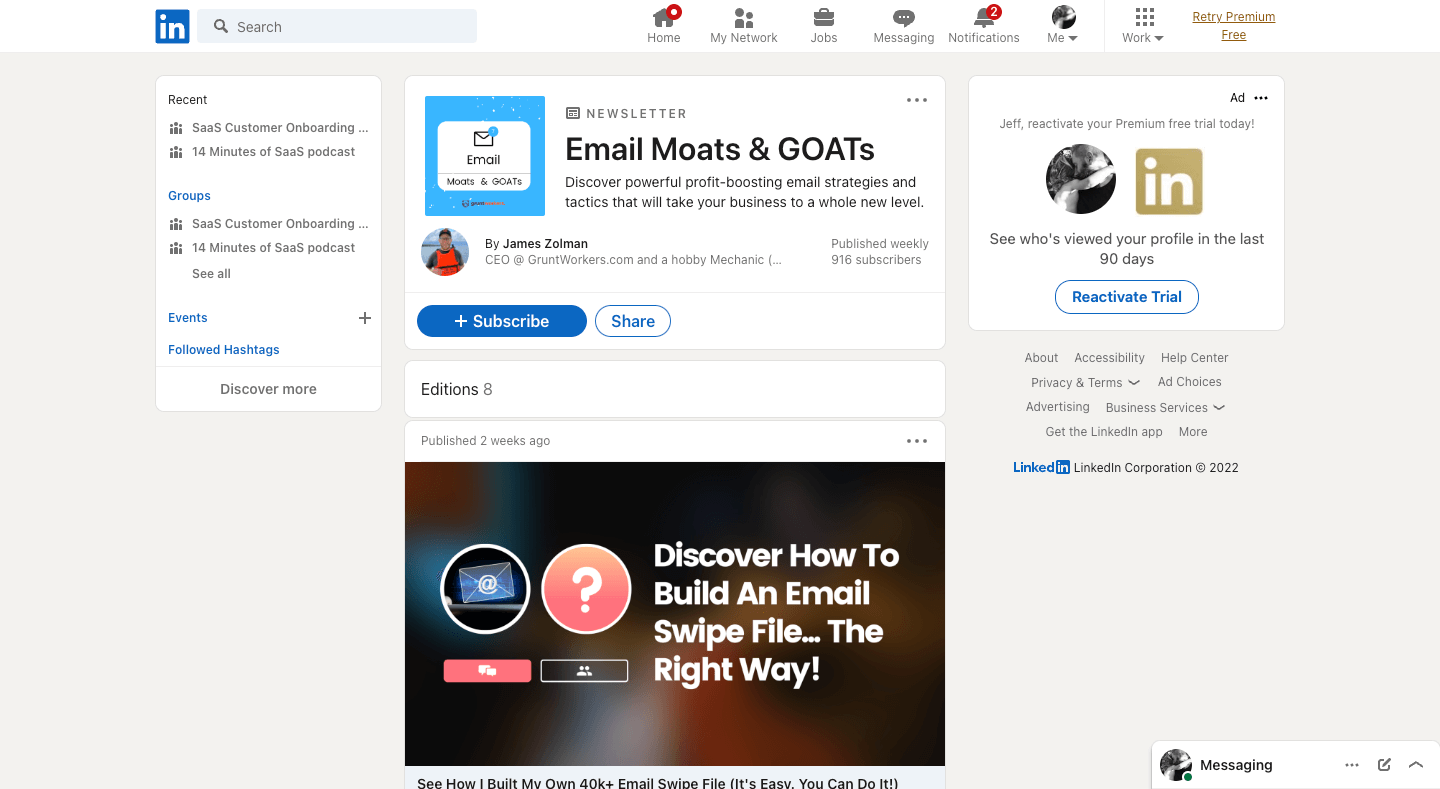 Email Moats & GOATs homepage