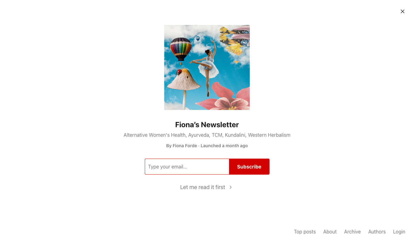 Fiona’s Newsletter homepage