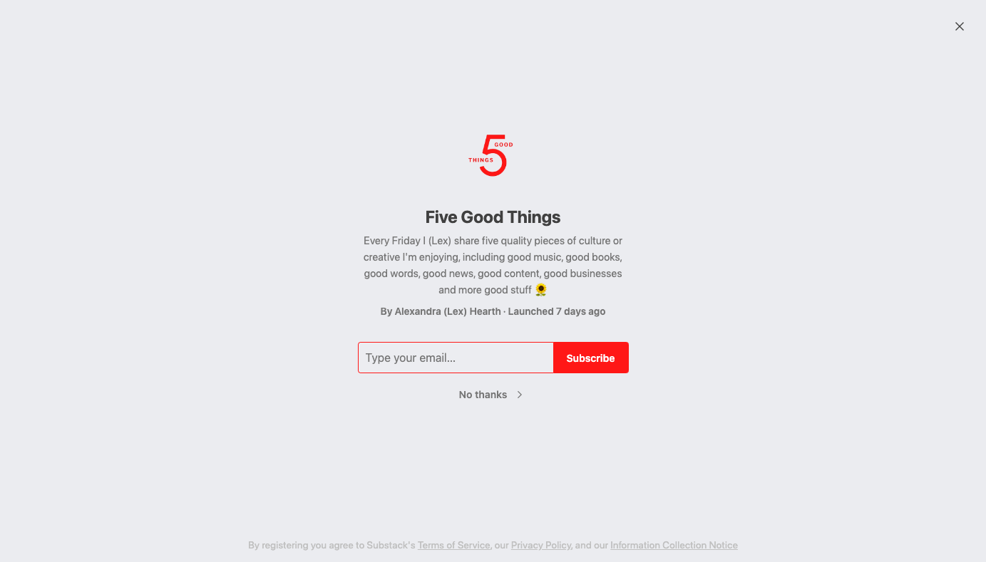 Five Good Things homepage