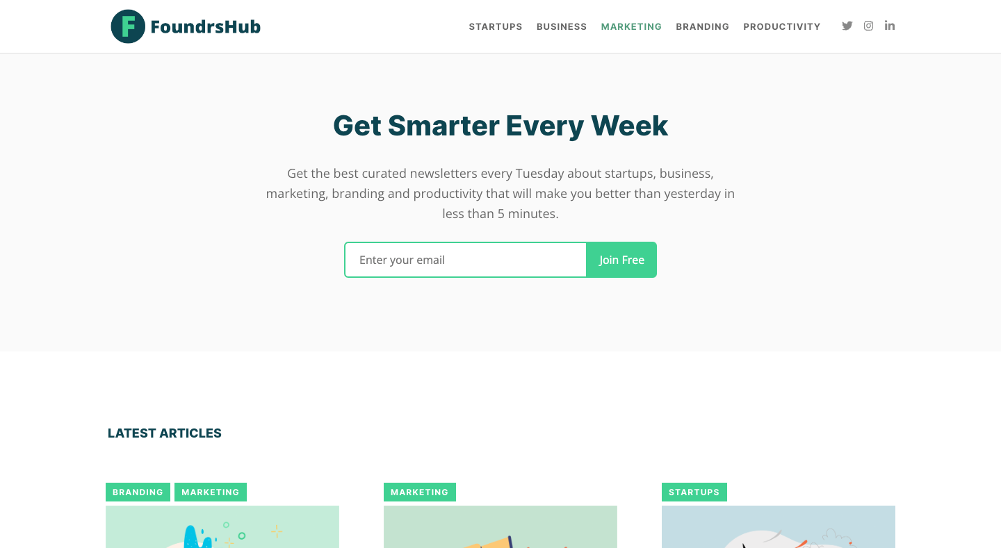FoundrsHub homepage