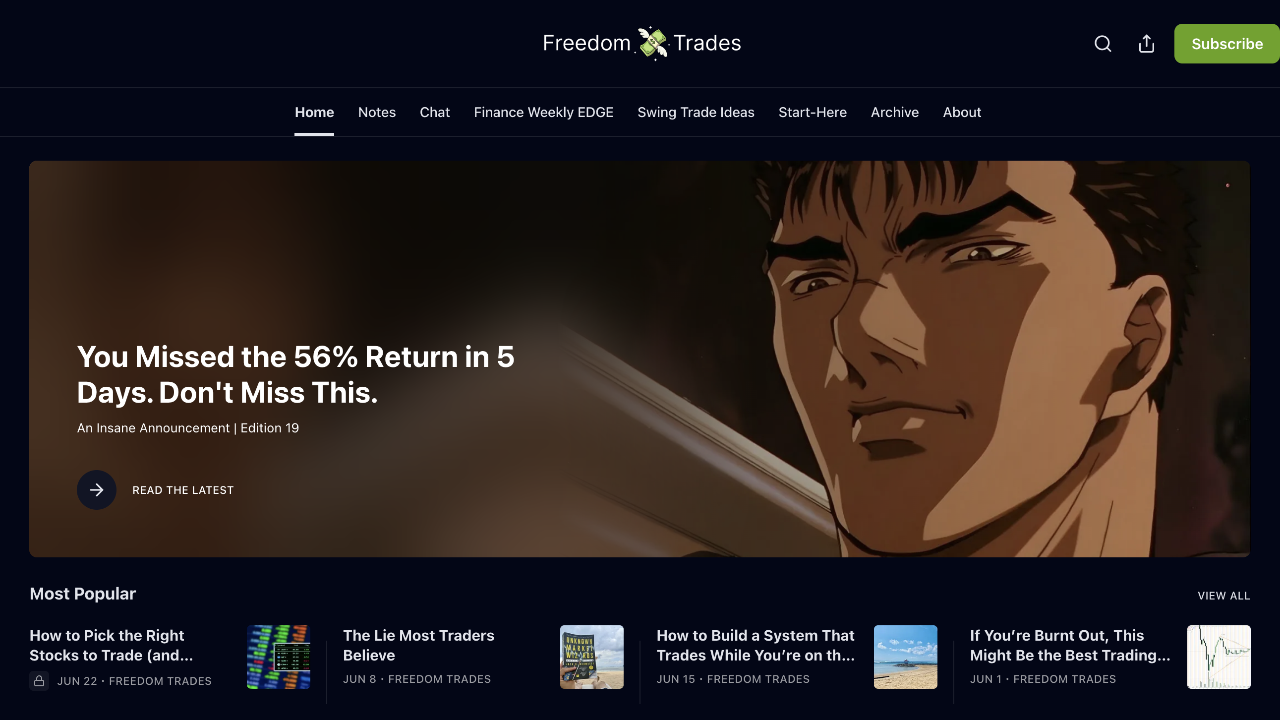 Freedom Trades homepage