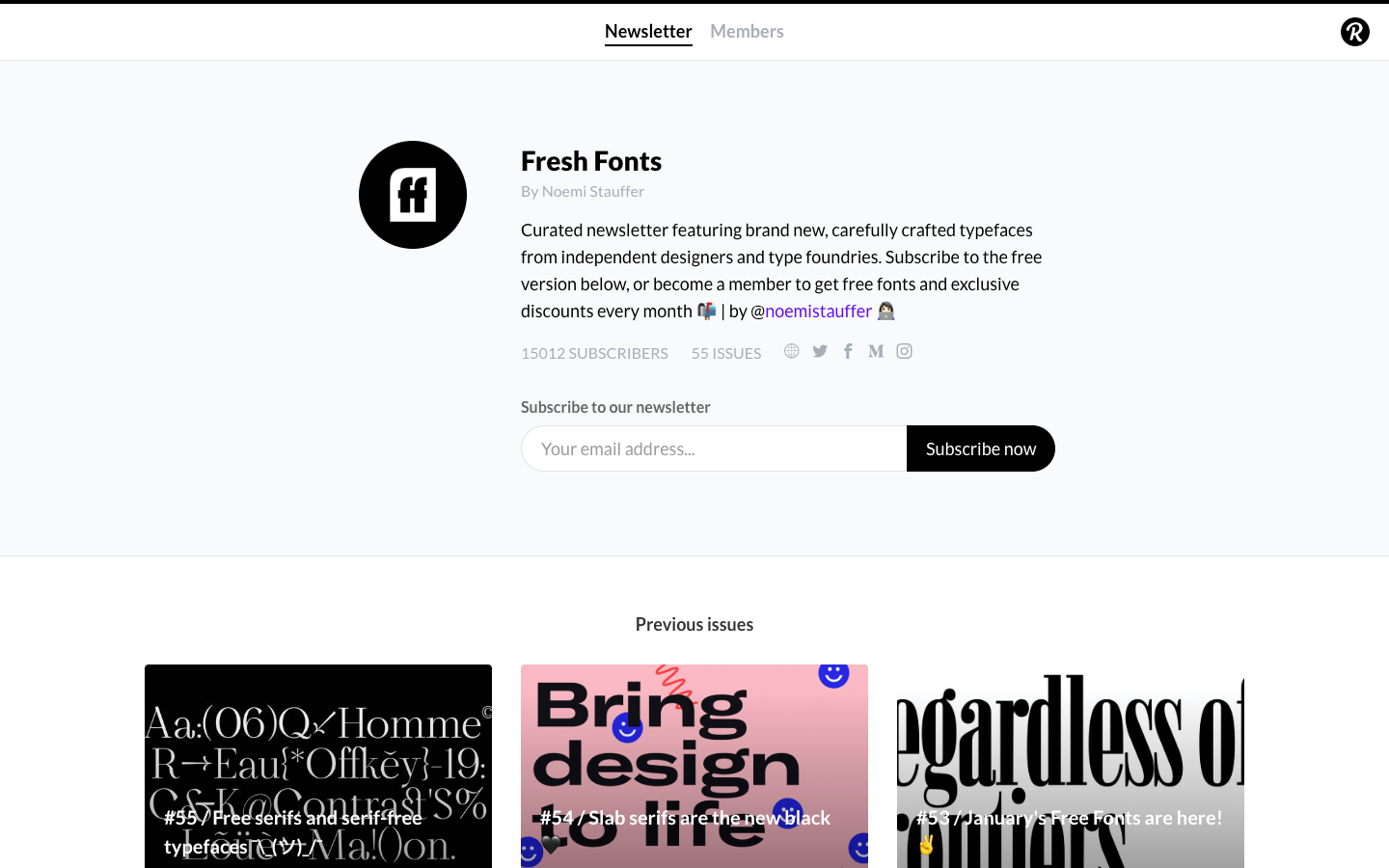 Freshfonts homepage