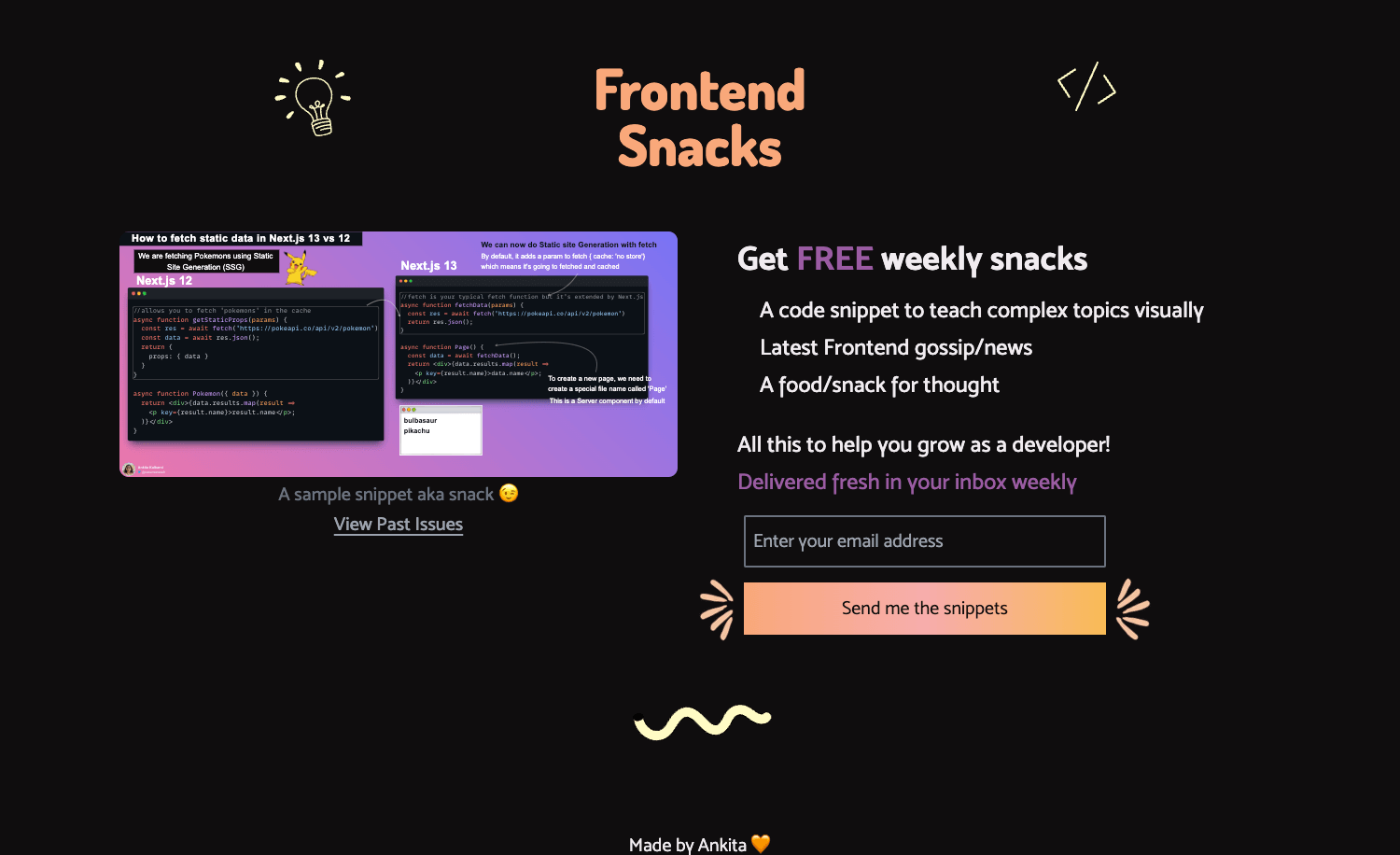 Frontend Snacks homepage