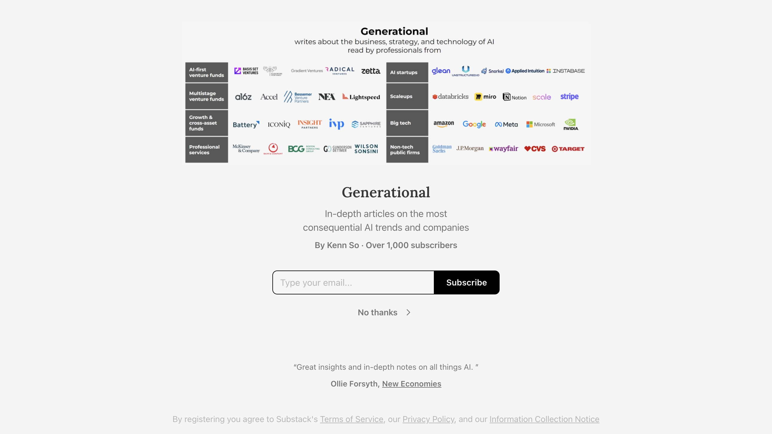 Generational homepage