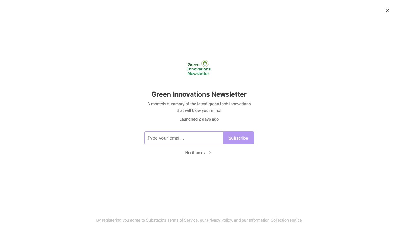 Green Innovations homepage