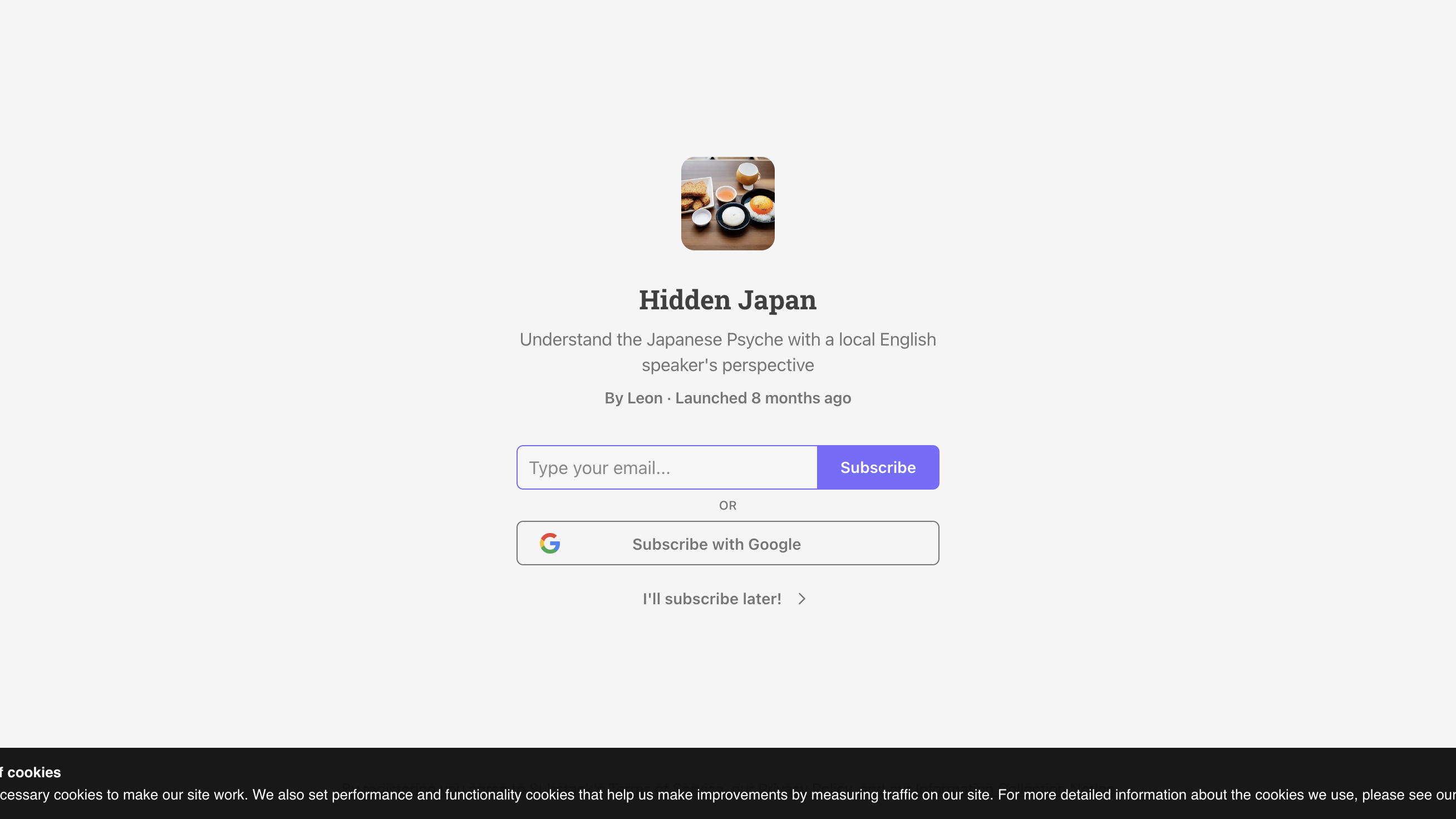 Hidden Japan homepage