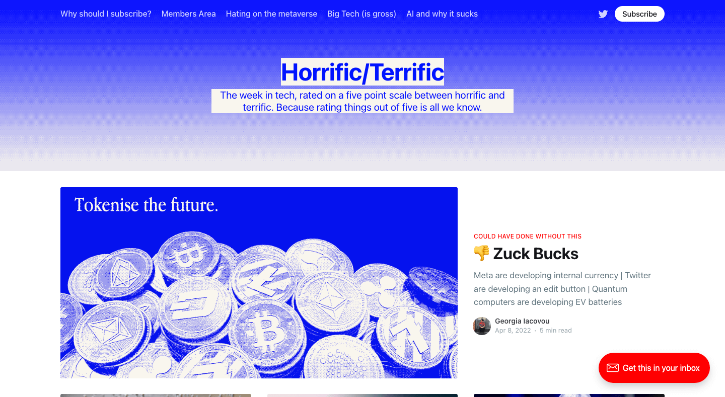 Horrific/Terrific homepage