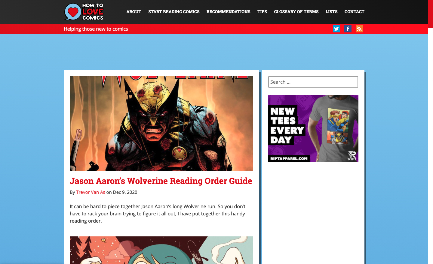 How to Love Comics homepage