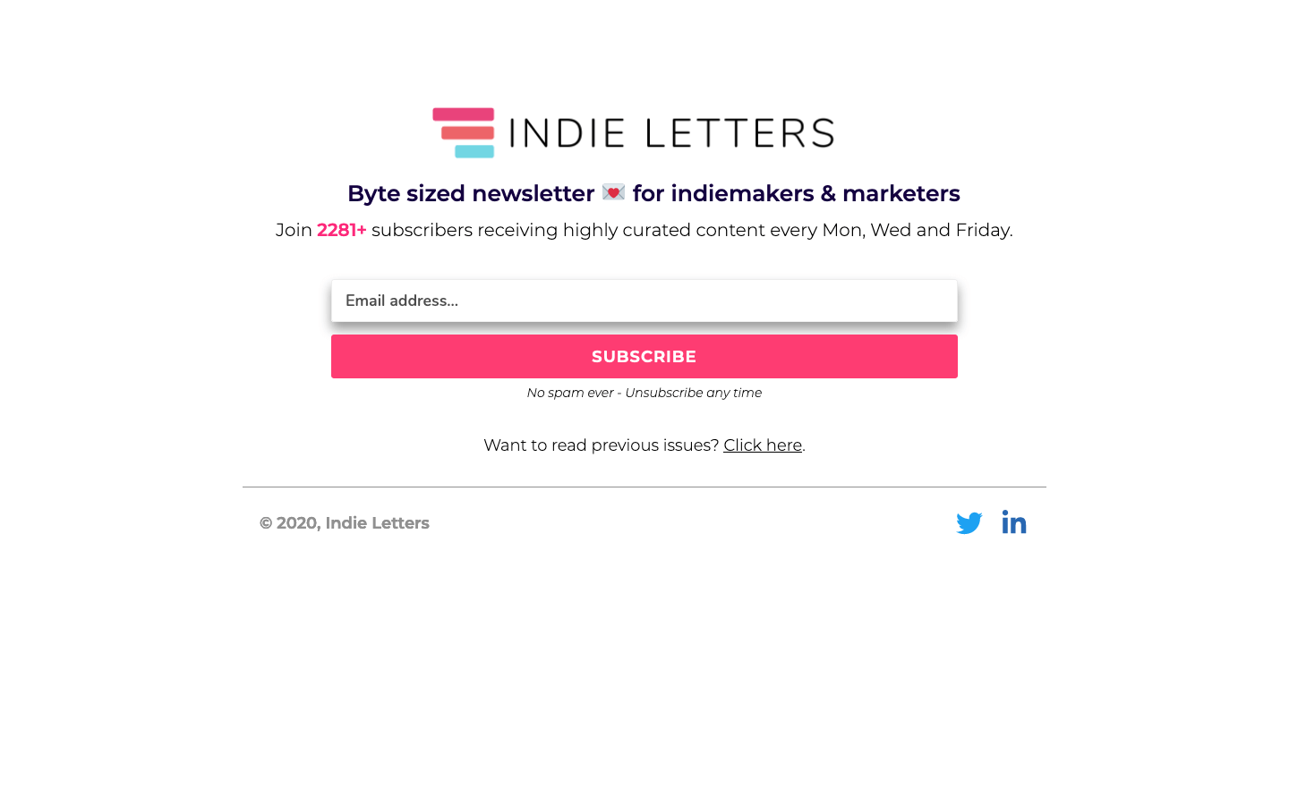 Indie Letters homepage