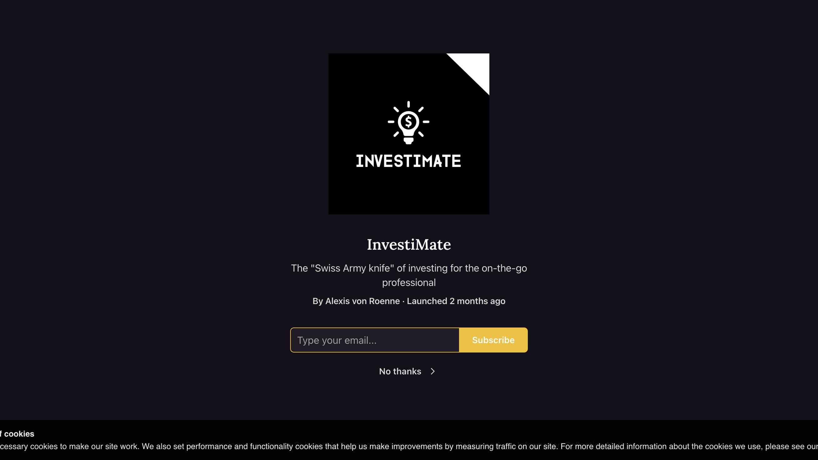 InvestiMate homepage