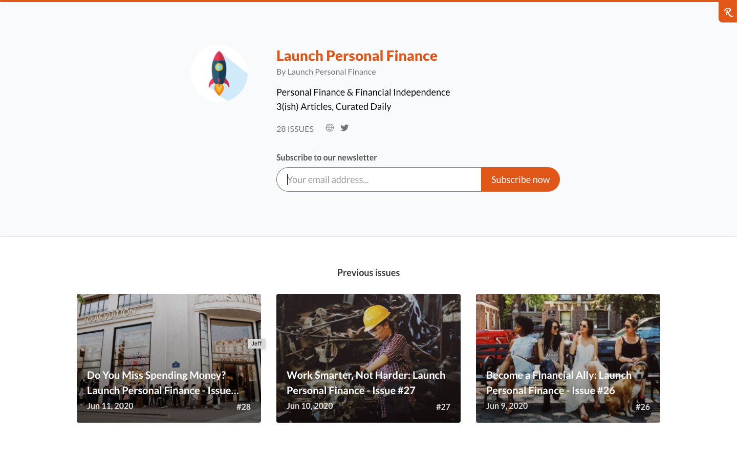 Launch Personal Finance homepage