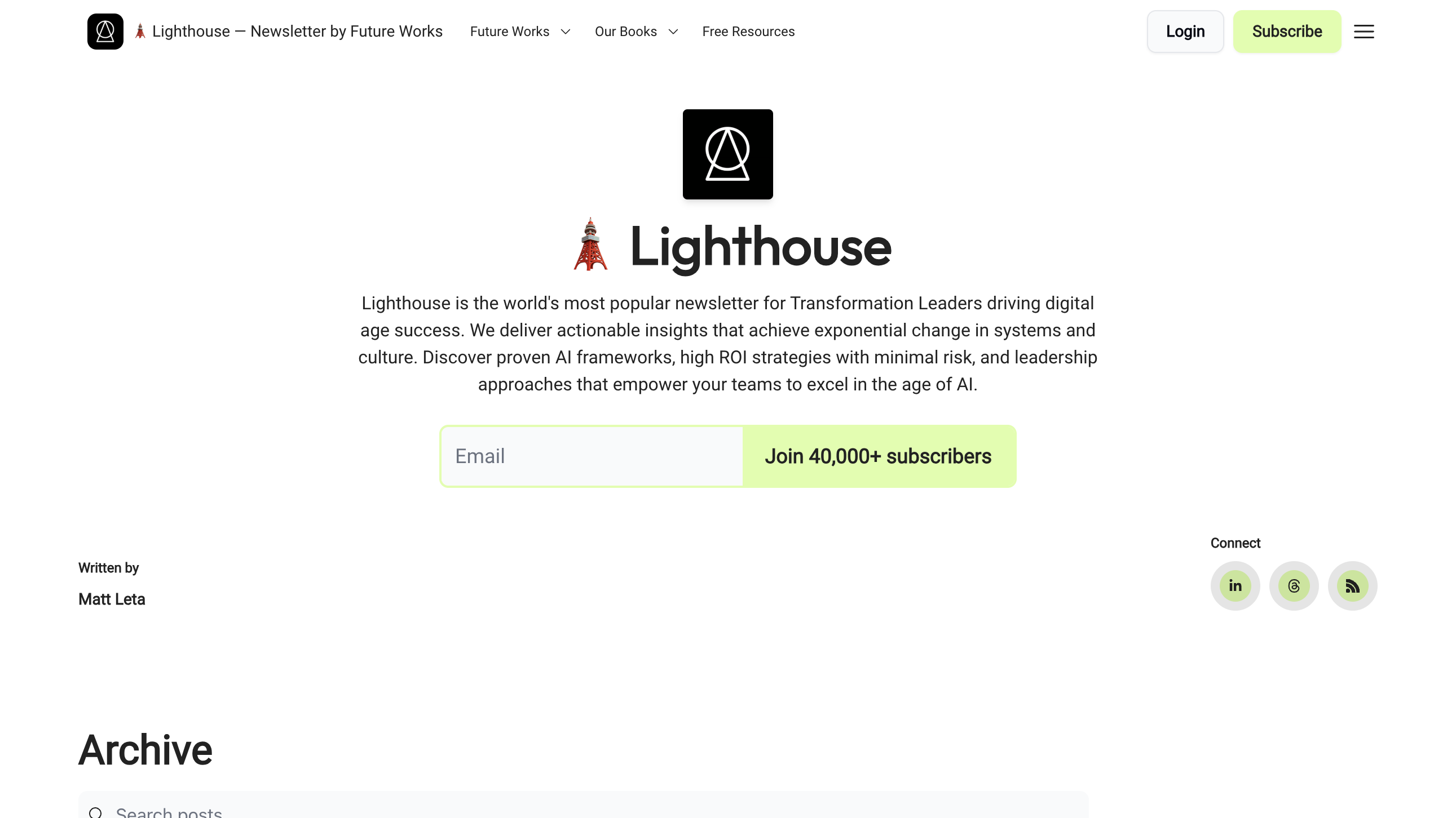 Lighthouse homepage