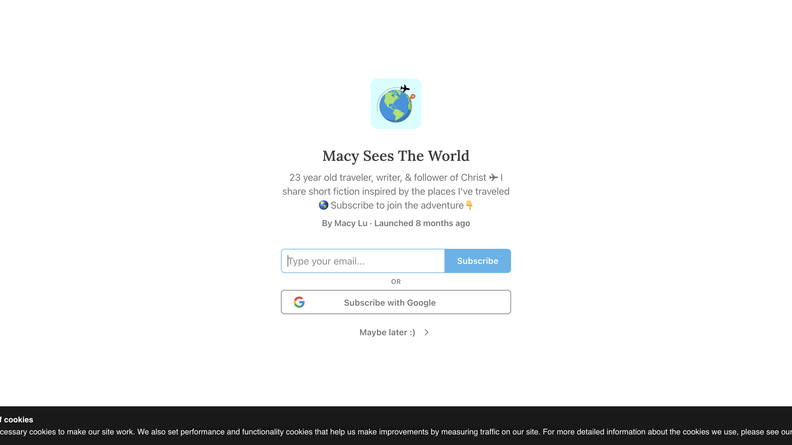 Macy Sees The World homepage