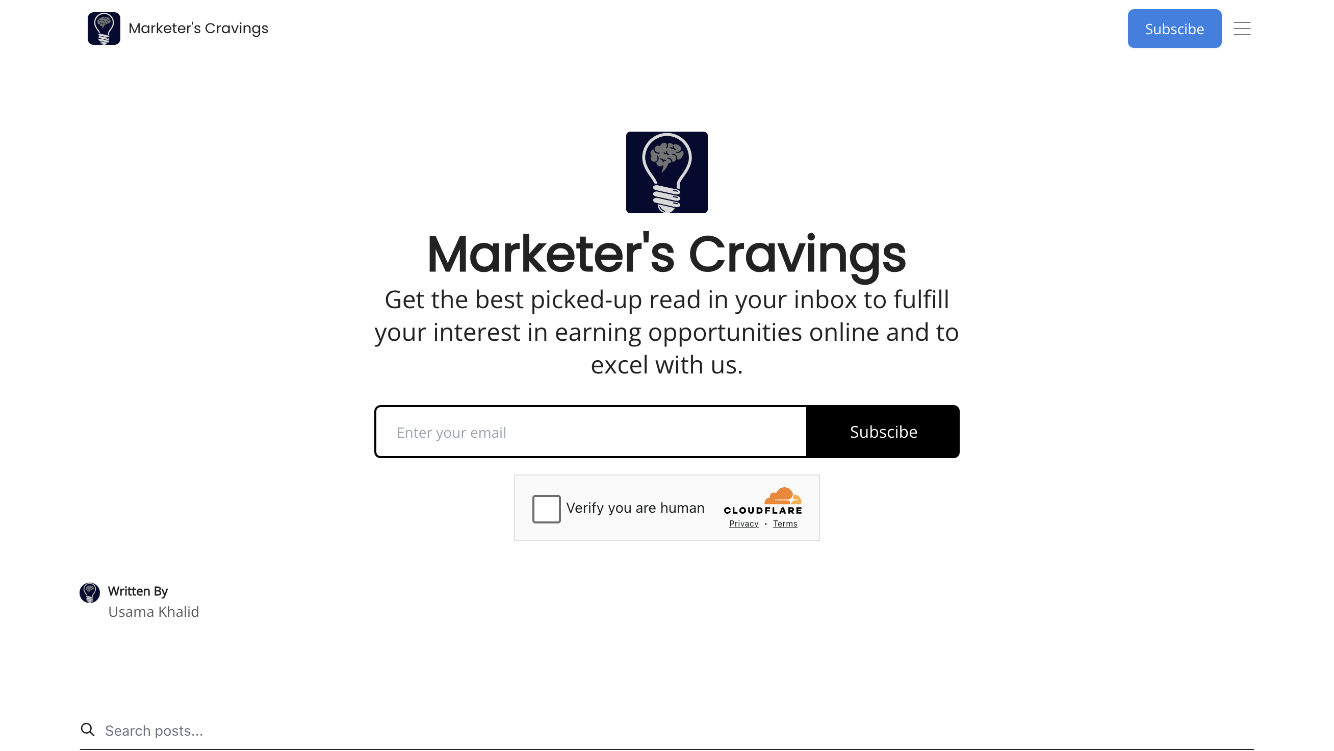 Marketers Cravings homepage