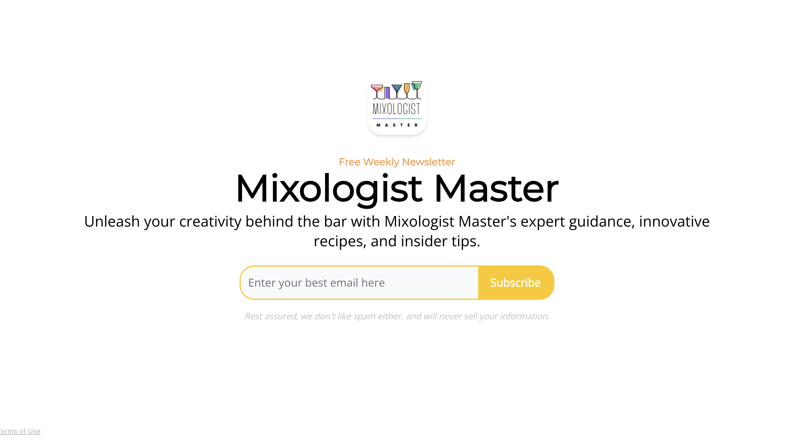 Mixologist Master homepage