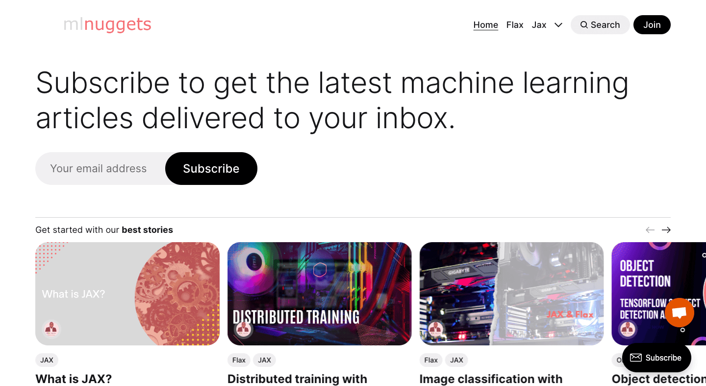 Machine Learning Nuggets homepage