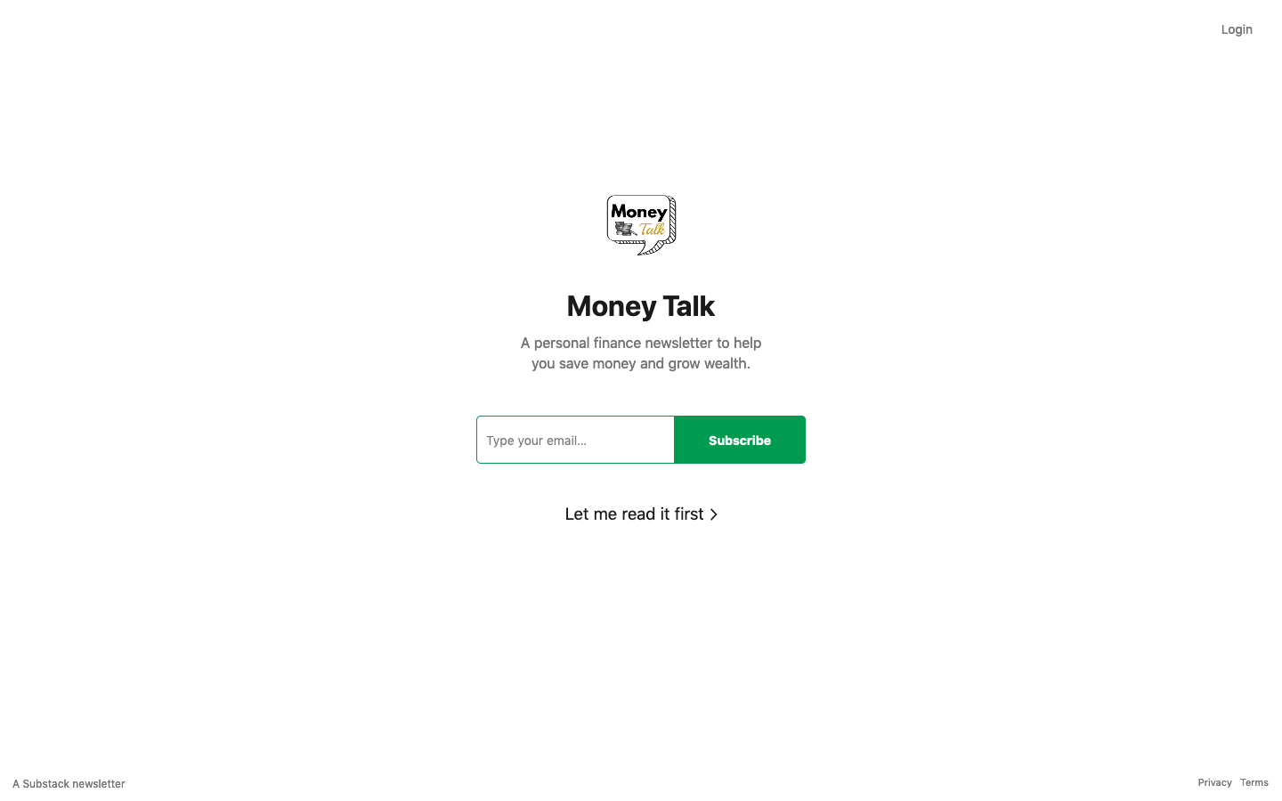 Money Talk homepage