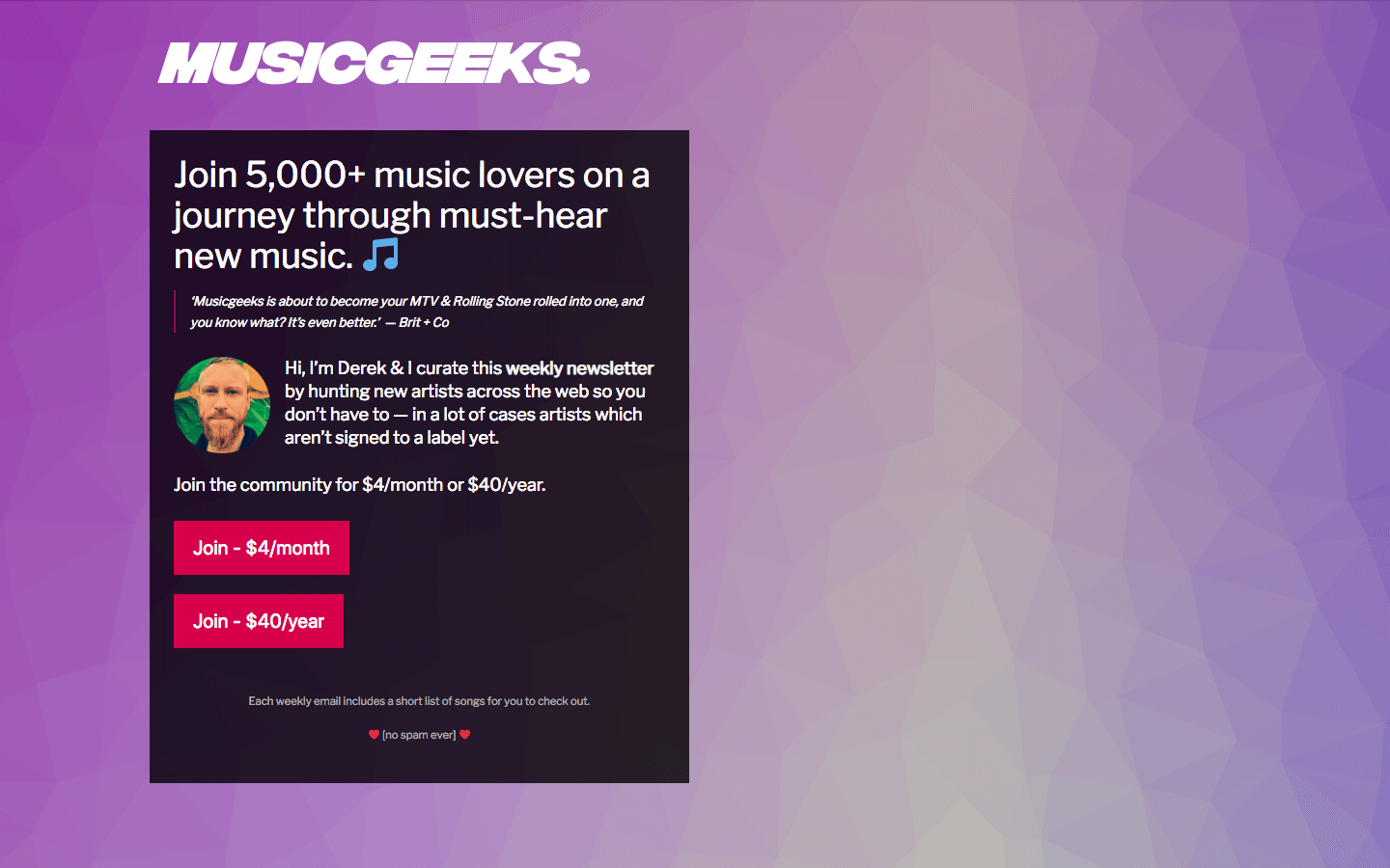 Musicgeeks homepage