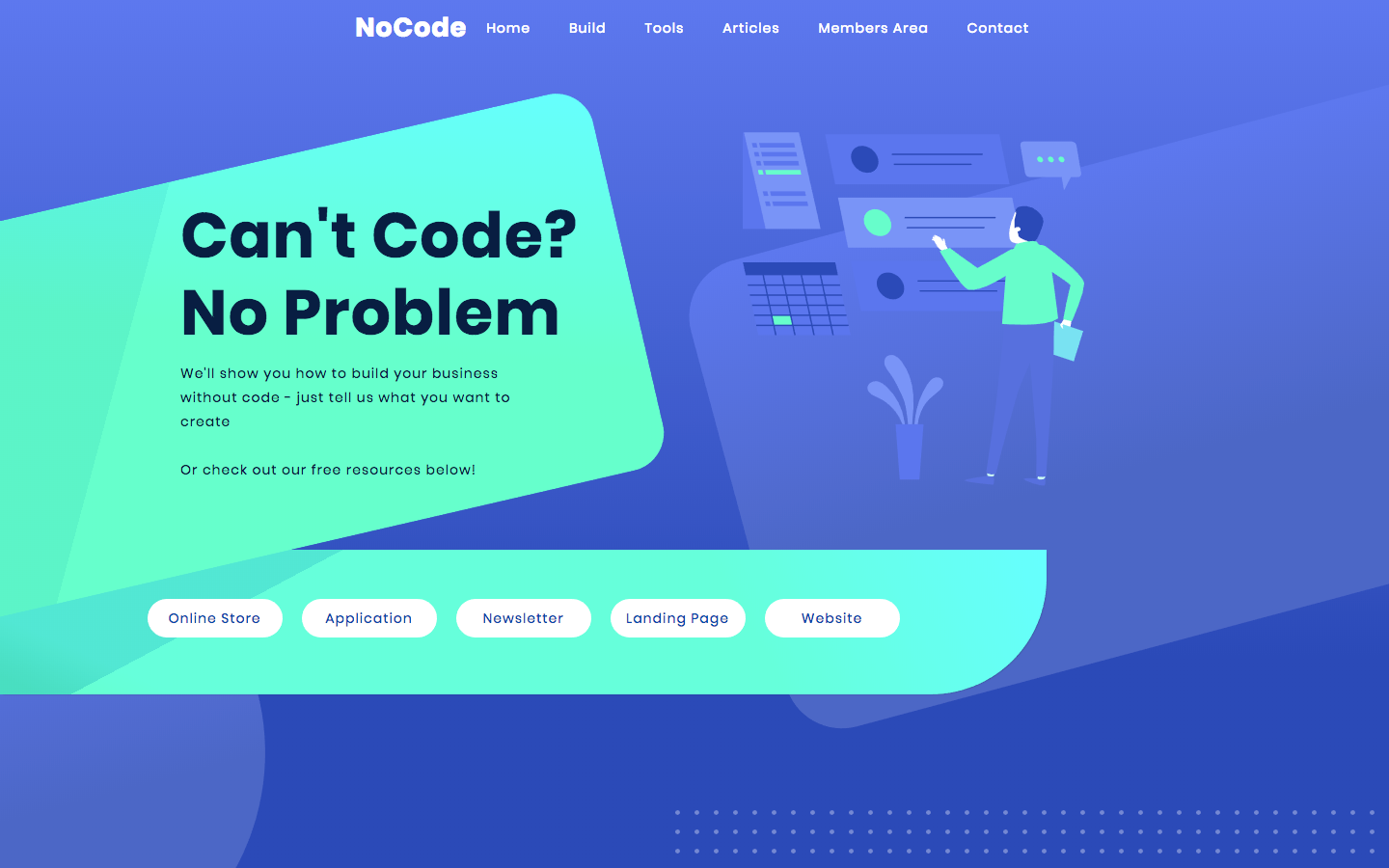 No Code homepage