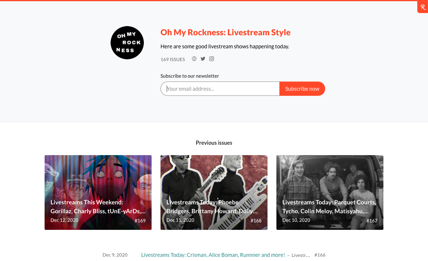 Oh My Rockness: Livestream Style homepage