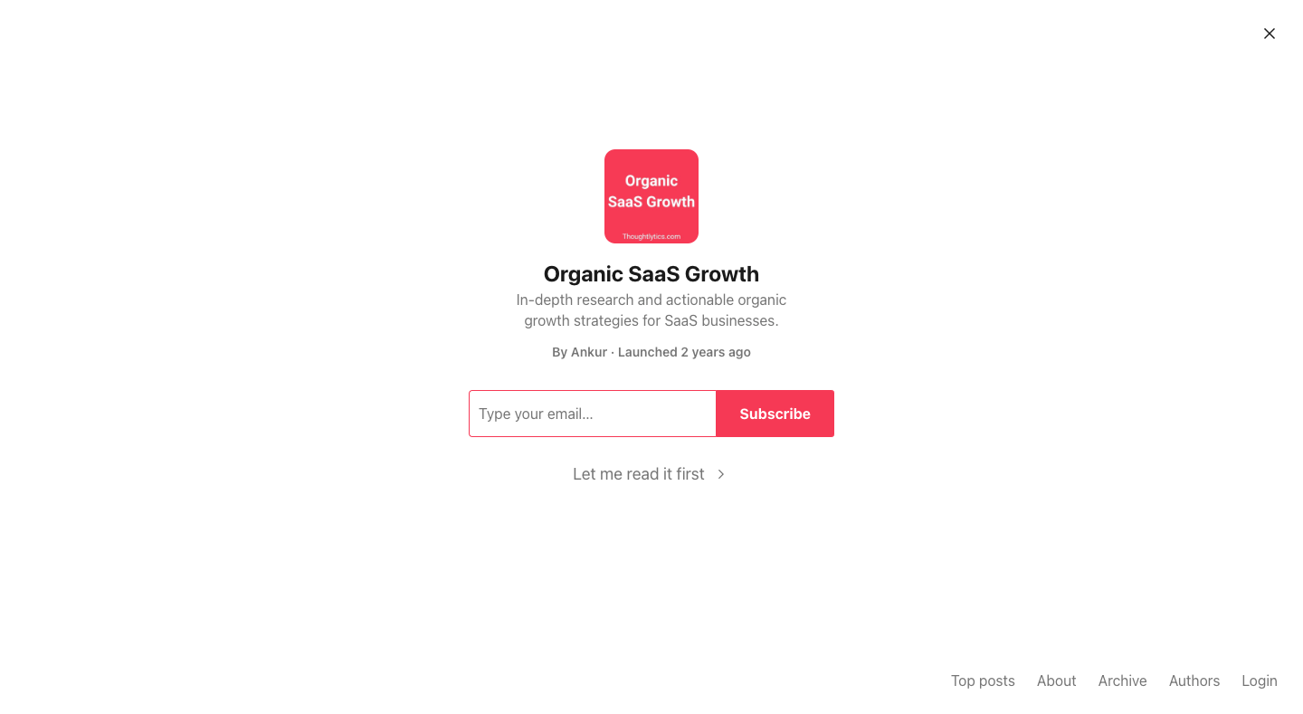Organic SaaS Growth homepage