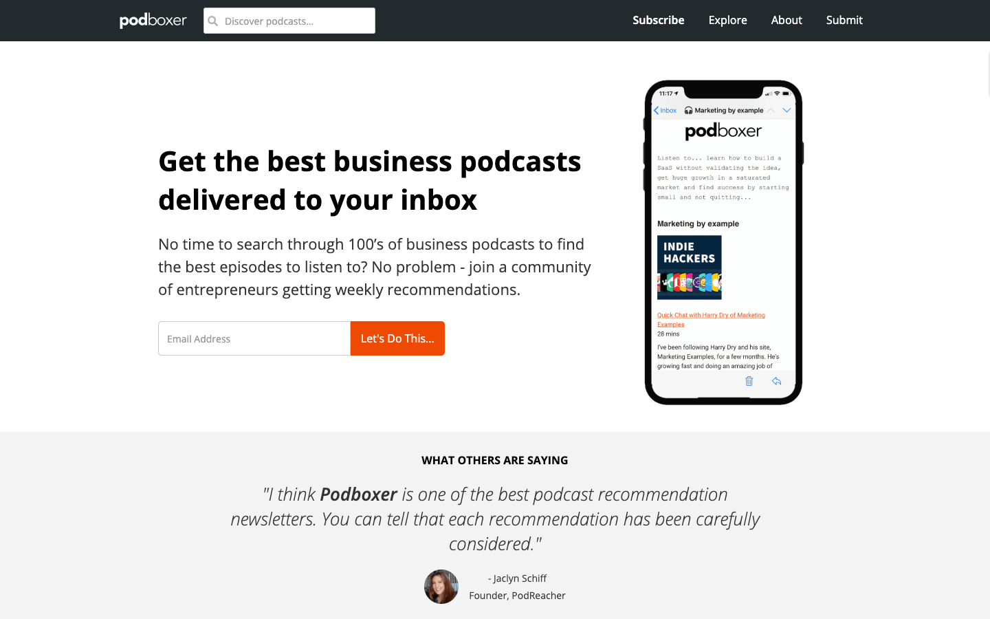 Podboxer homepage