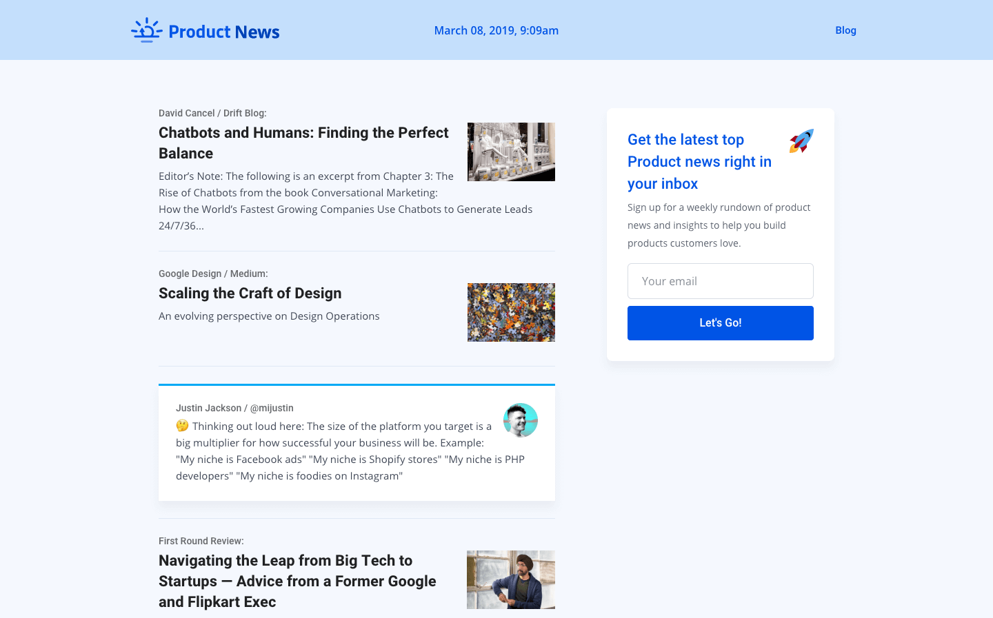 Product News homepage