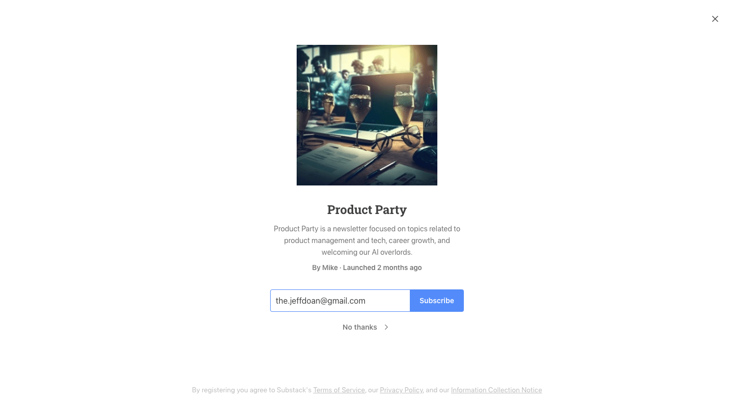Product Party homepage