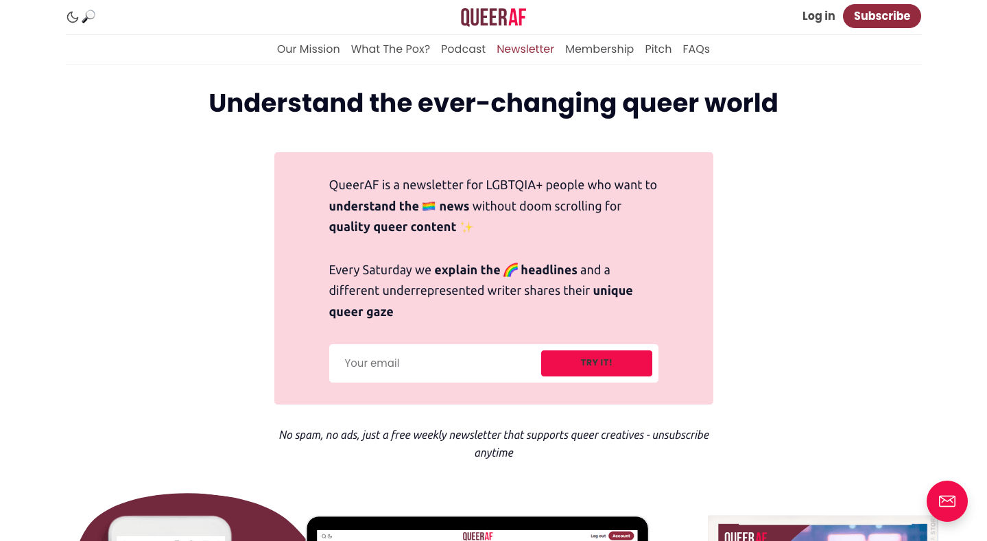 QueerAF homepage