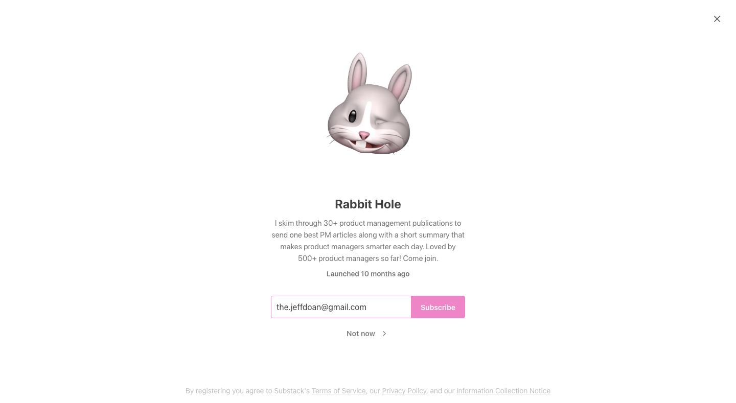 Rabbit Hole homepage