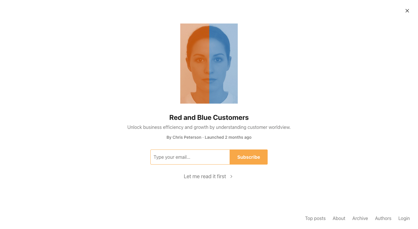 Red and Blue Customers homepage