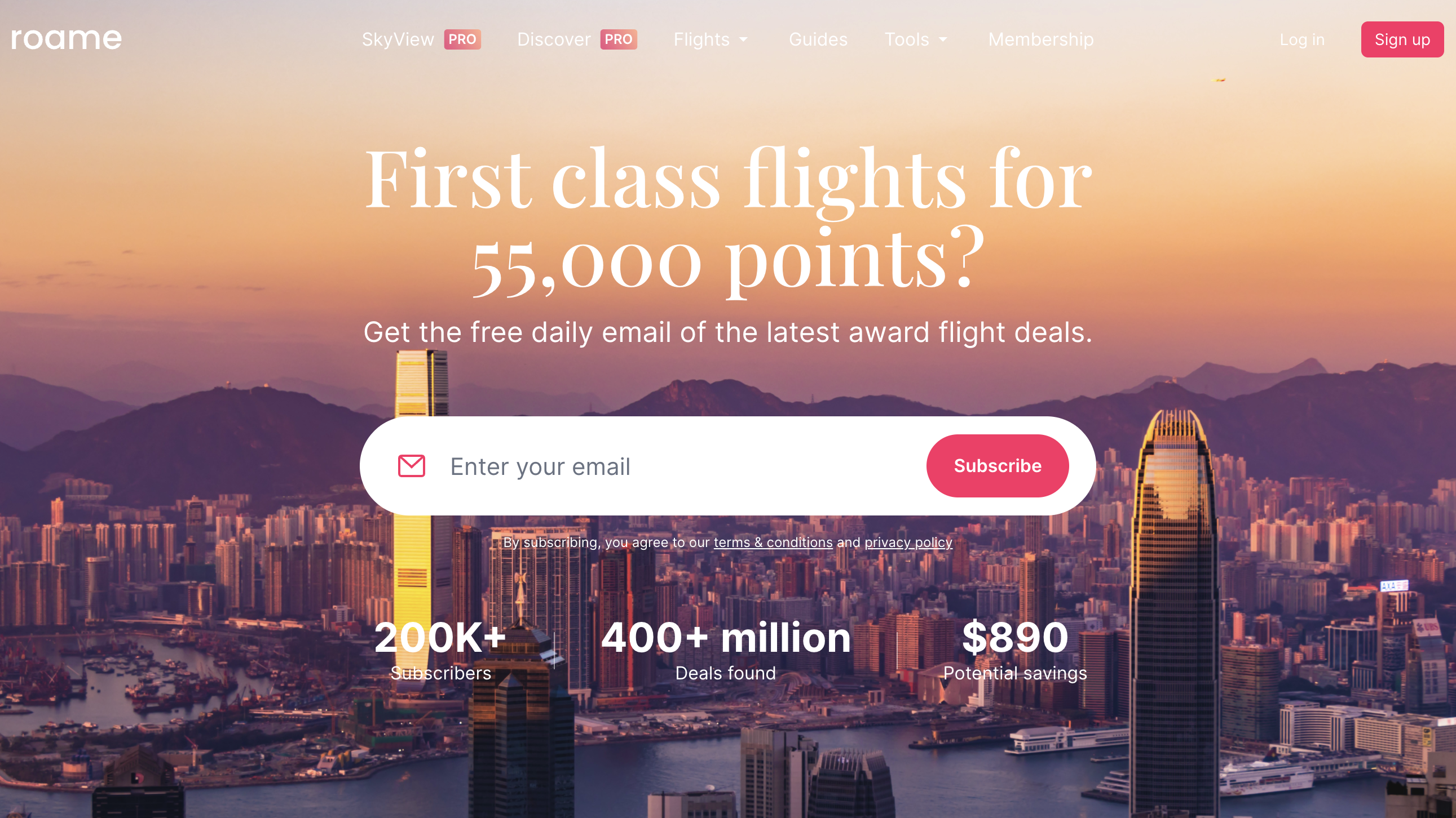 Roame Points Deals homepage