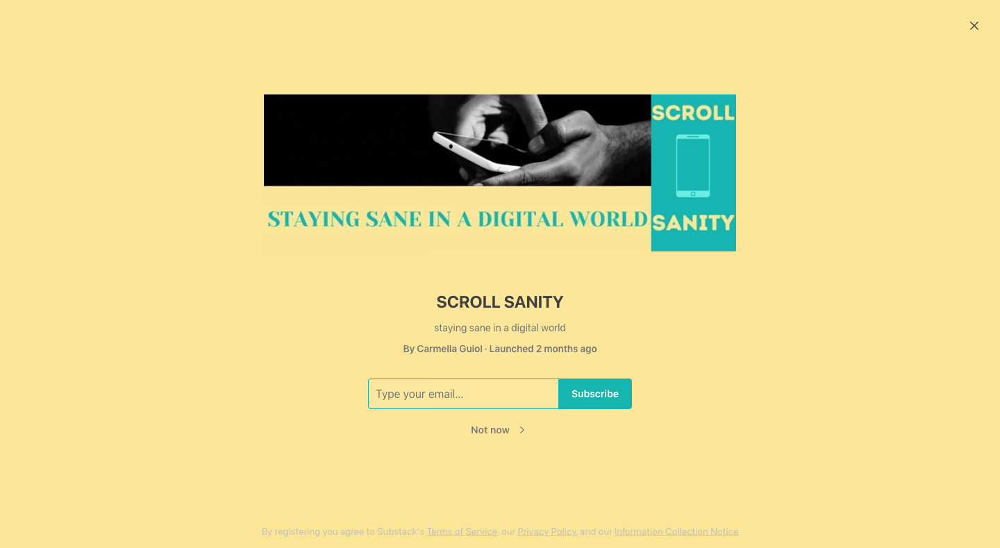 Scroll Sanity homepage