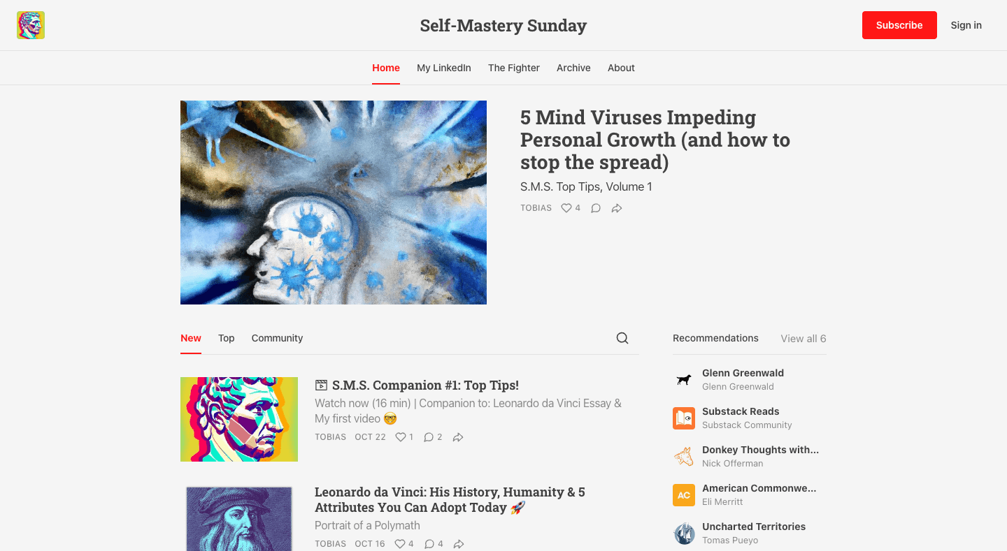 Self-Mastery Sunday homepage