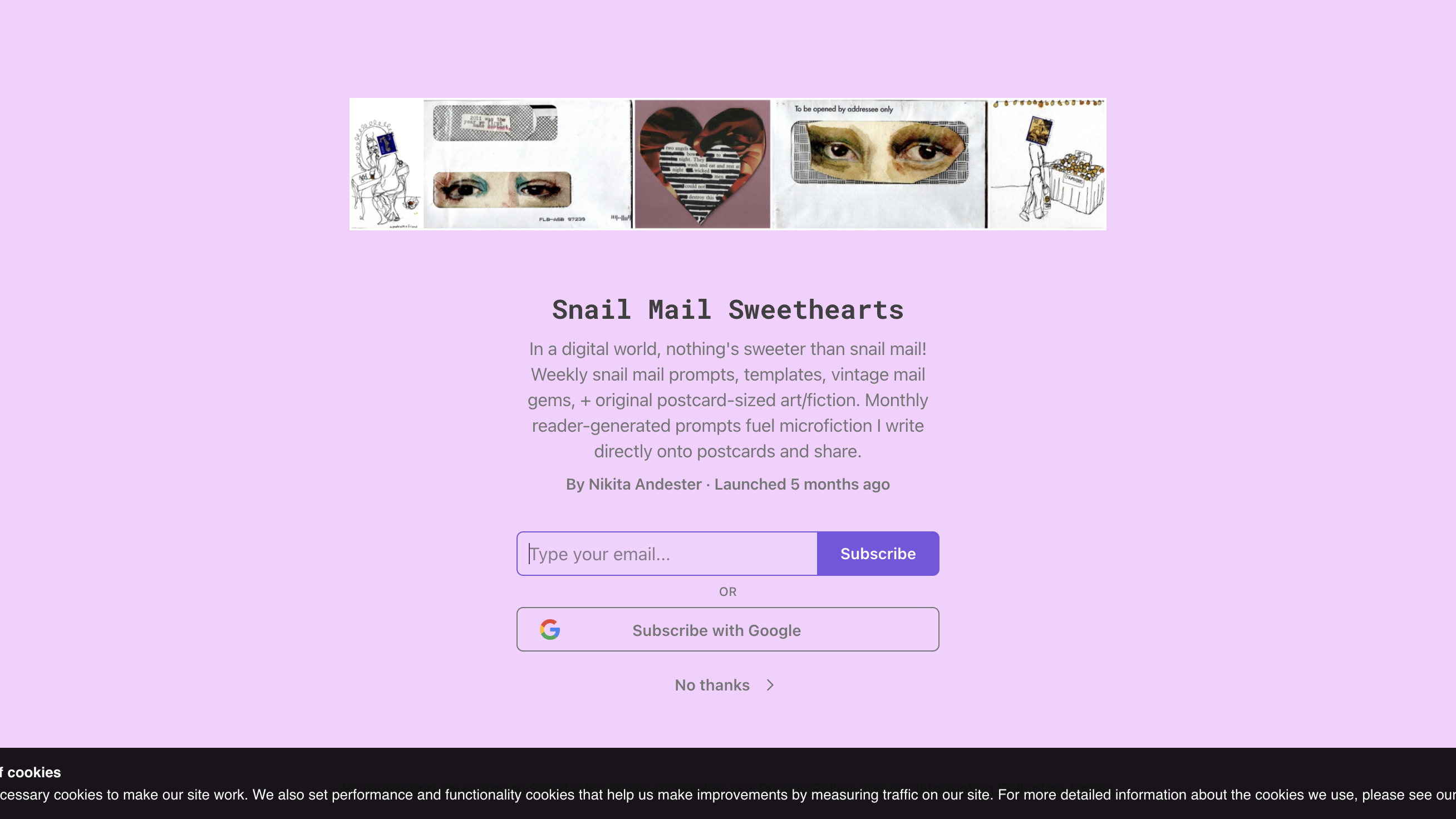 Snail Mail Sweethearts homepage